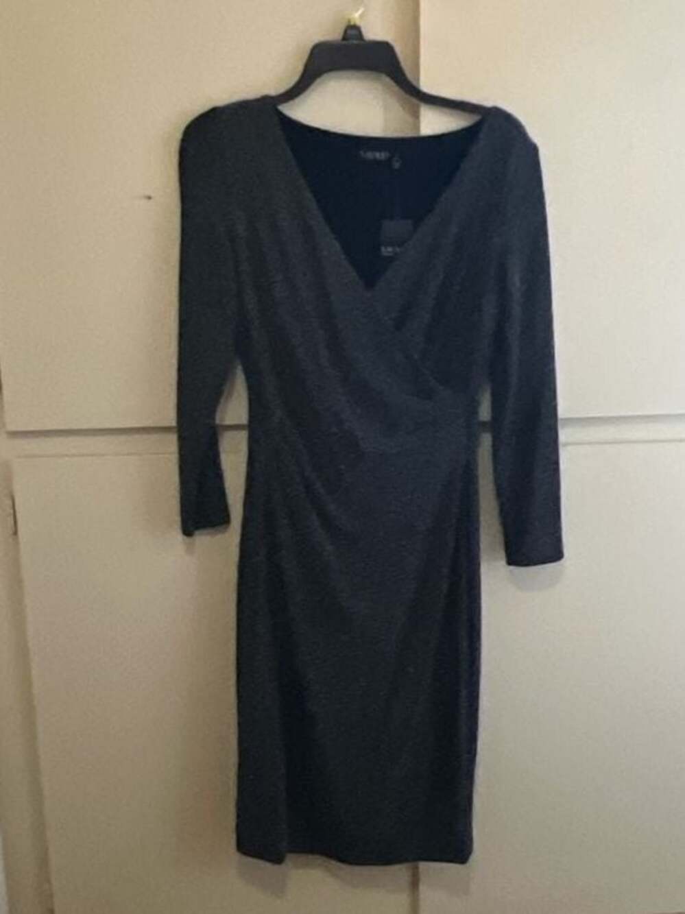 Lauren Ralph Lauren Metallic Knit Surplice Sheath Dress Size 2